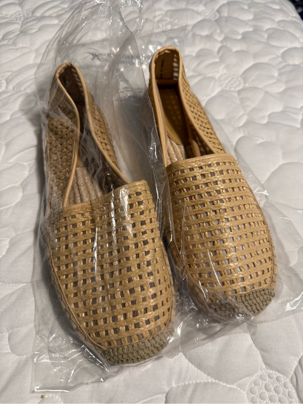 J. Crew Woven Tan Slip-On Flats